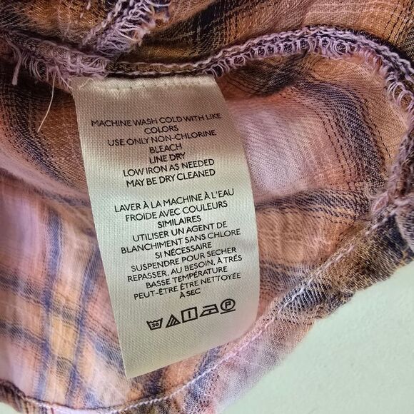 ONE OF THE BOYS PLAID TUNIC SHIRT IN IVORY COMBO WE THE FREE Size M - Picture 7 of 10